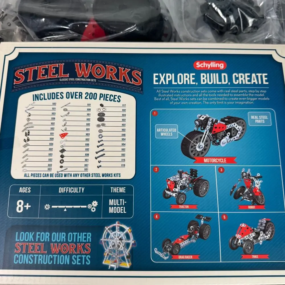 Schylling Steel Works Construction Building Kit STW5 Build 5 Model w/ Wheels NIB